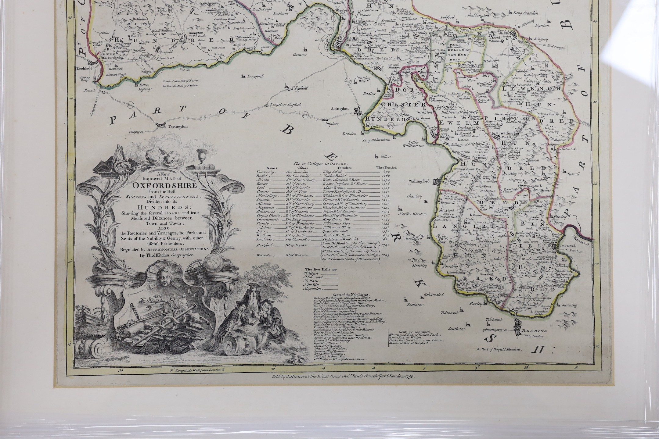 Thomas Kitchin, coloured engraving, A New and Improved Map of Oxfordshire, sold by J. Hinton, - Image 5 of 5