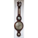 A 19th century mahogany banjo barometer, 95cms high