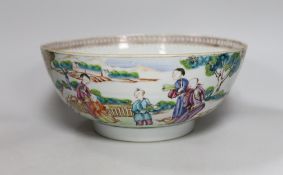 A Chinese famille rose ‘Mandarin’ bowl, Qianlong period, 27cm diameter