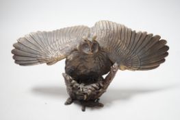 Paul Eaton - a limited edition bronze owl, signed and dated ‘91, numbered 013, wingspan 24.5cm