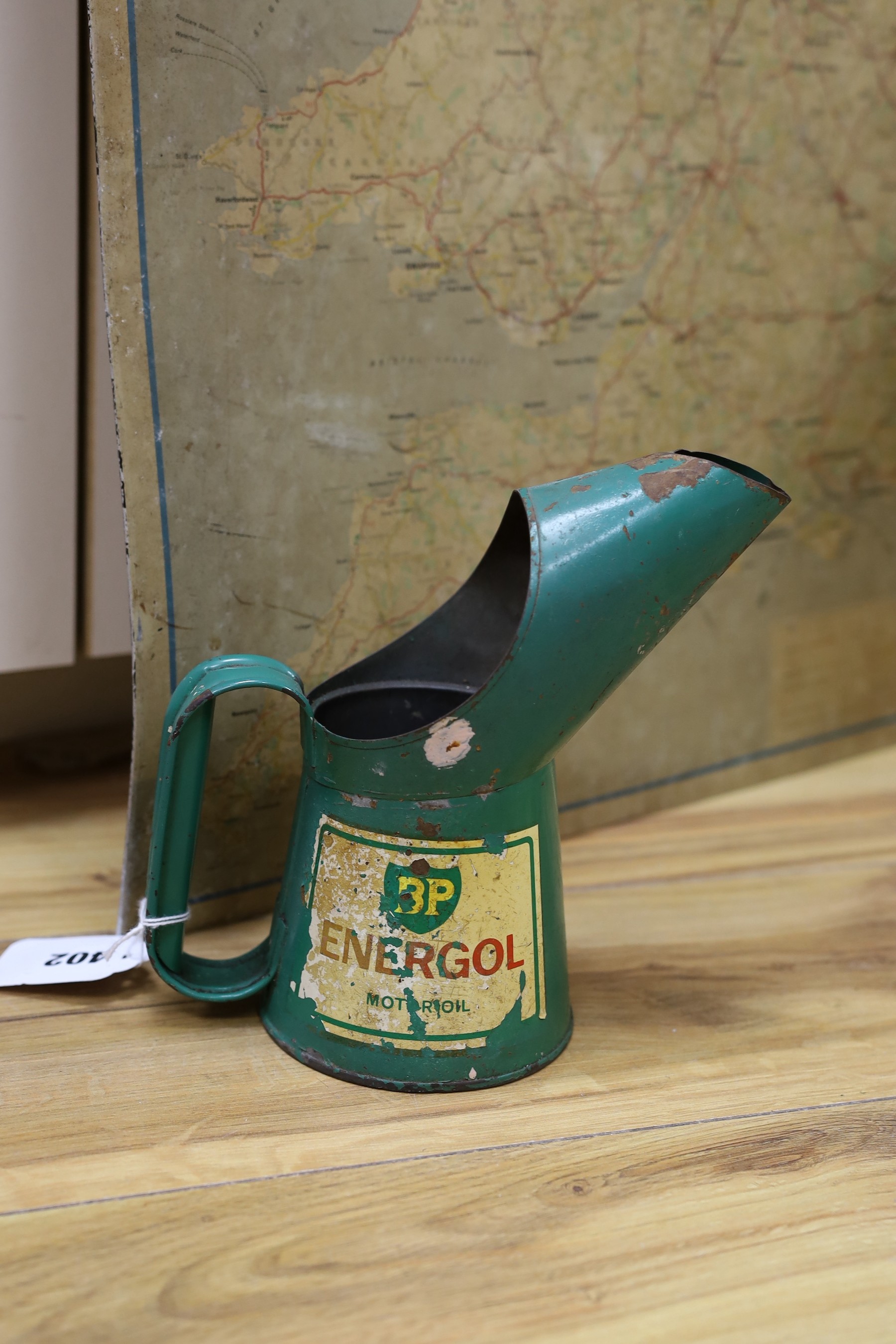 A BP oil can, Michelin motoring map and a revolving globe. - Image 3 of 7