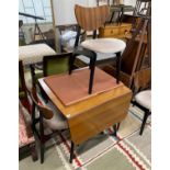 A 1950's G-plan table, approx. 150cm extended, width 82cm, height 72cm and four chairs