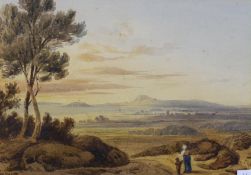 William Henry Stothard Scott of Brighton (1783-1850), watercolour, A distant view of Cardiff with