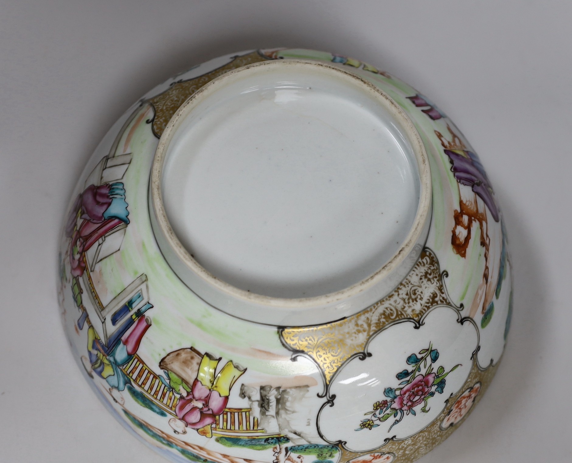 A Chinese famille rose ‘Mandarin’ bowl, Qianlong period, 27cm diameter - Image 6 of 6