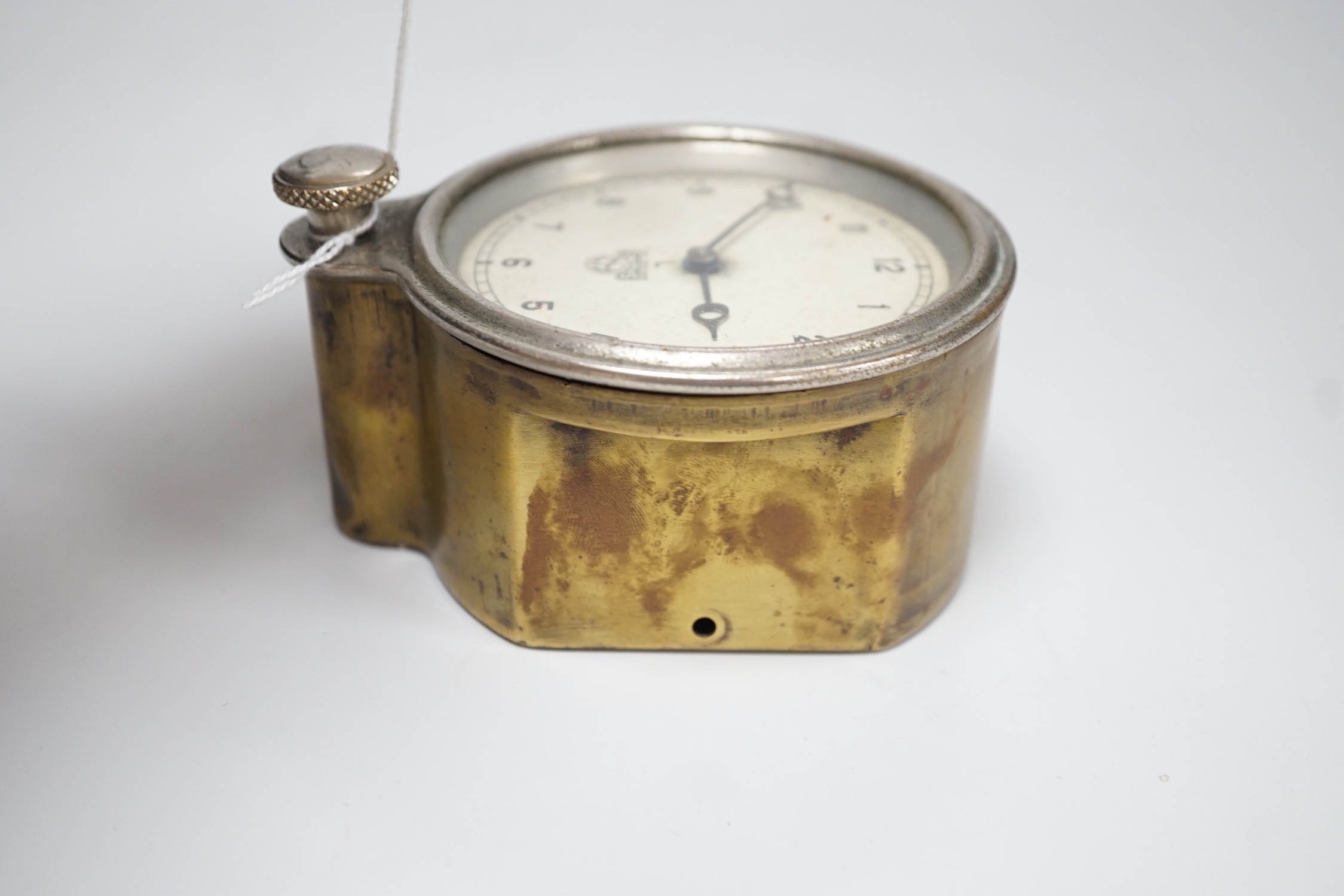 A Smiths MA 8day lever escapement front wind car clock with restoration paperwork, 9cm diam. - Image 3 of 4