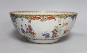 A Chinese famille rose ‘Mandarin’ bowl, Qianlong period, 26cm diameter