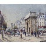 Romanarov (?), 20th century, oil on canvas, French street scene, signed, 44 x 54cm