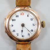 A gentleman's George V 9ct gold Rolex manual wind wrist watch, with Arabic dial, case hallmarked for