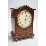 A brass strung mahogany mantel clock, dial signed Maple & Co, London, 28cm