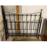 A Victorian style brass mounted double bed frame, width 136cm