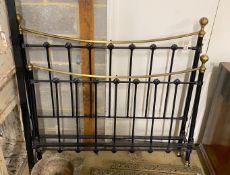 A Victorian style brass mounted double bed frame, width 136cm