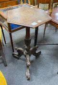 A Victorian hexagonal oak tripod occasional table, width 46cm, height 77cm