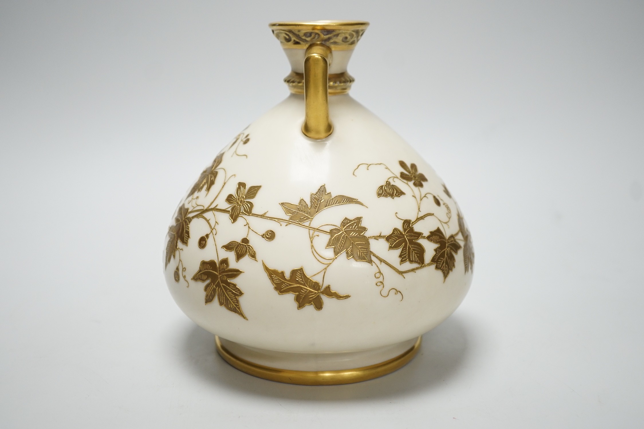 A Royal Worcester gilded vase of bulbous form, 17cm - Image 2 of 6