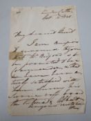 A 19th century hand written letter, believed to have been written by Queen Victoria,