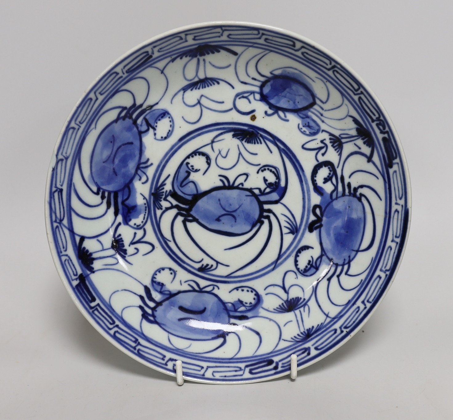 Two Chinese blue and white miniature vases, a cup and saucer and dish, largest dish 22cms diameter - Image 5 of 6