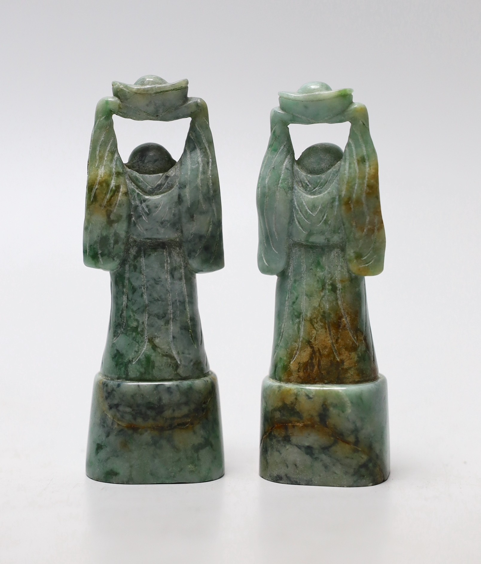A pair of jadeite figural seals, 10cm - Image 2 of 3