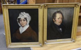 British or American School, early 19th century, pair of oils on canvas, Portrait of Emilia Wilson (