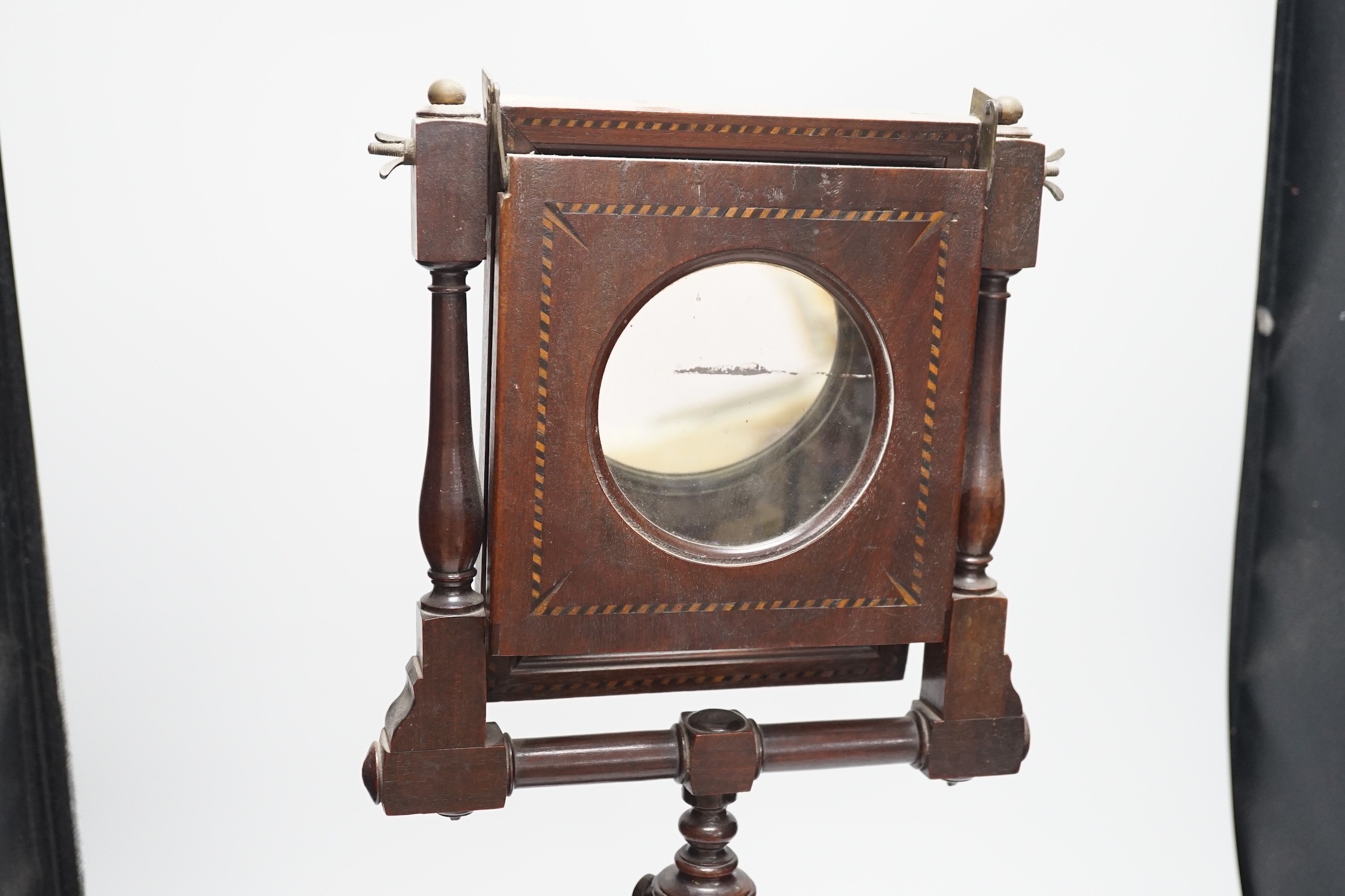 A late 19th century inlaid mahogany zograscope, 62cm - Image 2 of 3