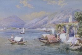 Charles Rowbotham (1877-1916), watercolour and gouache, View of high summer, Italian lake, signed