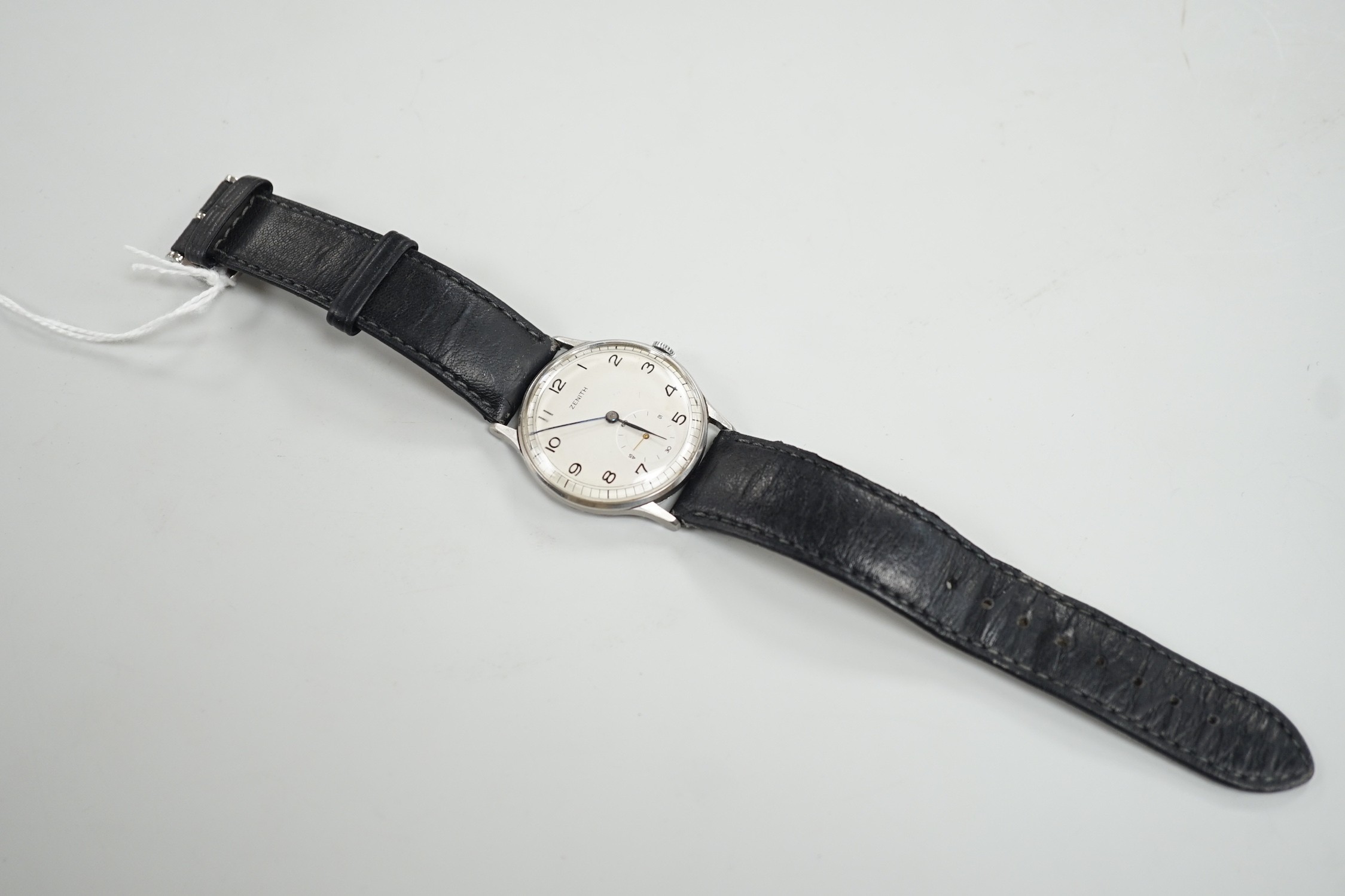 A gentleman's stainless steel Zenith manual wind wrist watch, the movement signed Mappin, on later - Image 4 of 4