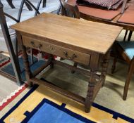 An 18th century oak side table, width 85cm, depth 49cm, height 70cm