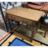 An 18th century oak side table, width 85cm, depth 49cm, height 70cm