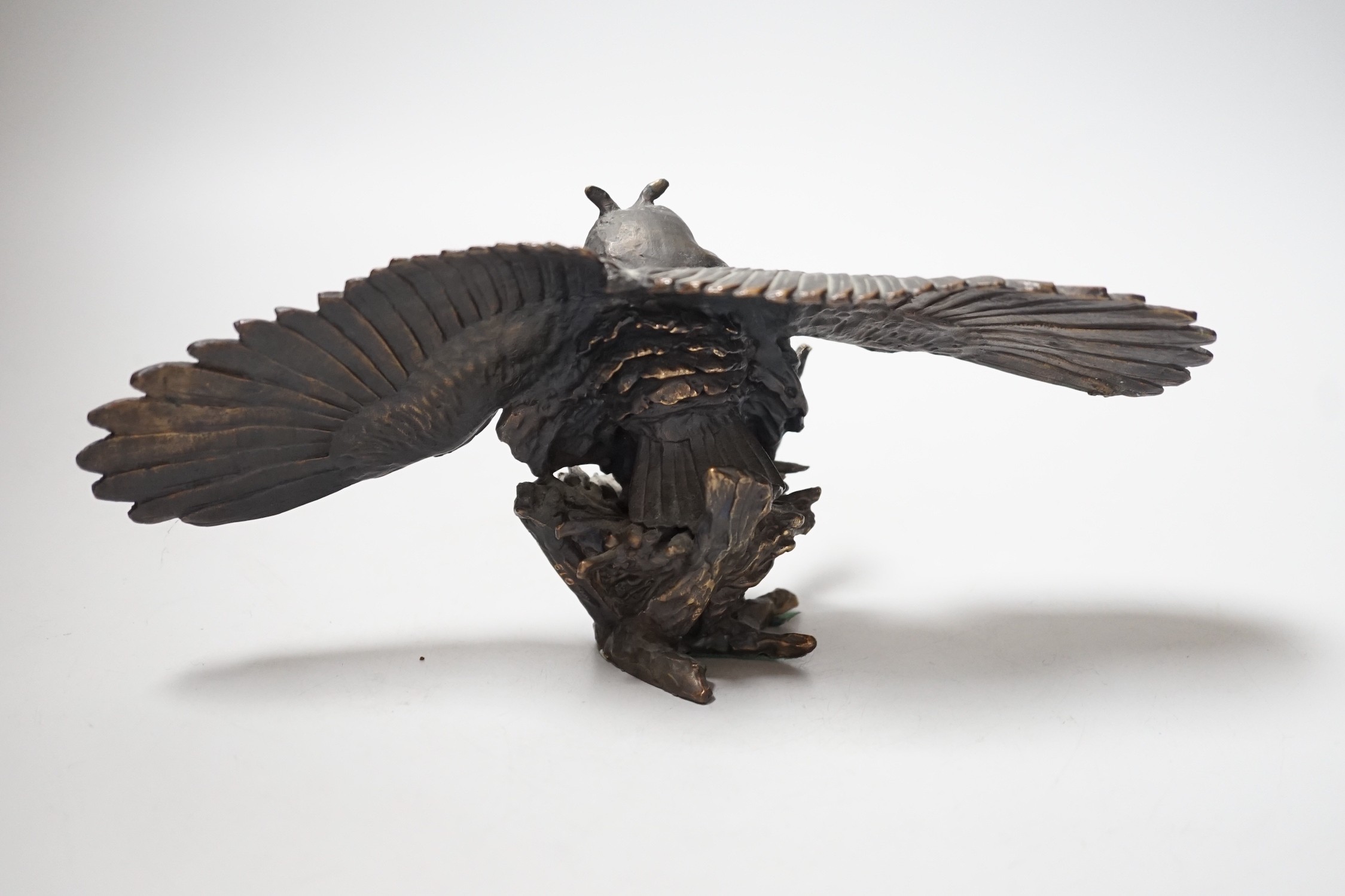 Paul Eaton - a limited edition bronze owl, signed and dated ‘91. Numbered 013, wingspan 24.5cm - Image 2 of 3
