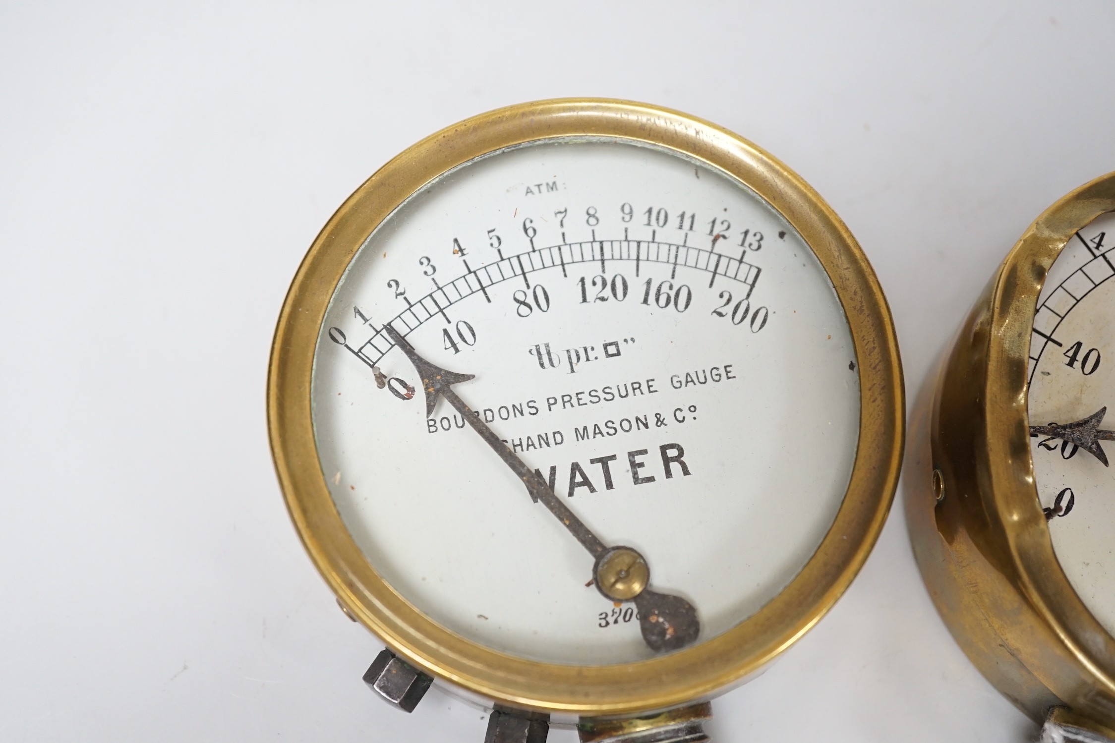 Two Shand Mason & Co pressure gauges, 10cm diam. (one a.f.) - Image 2 of 4