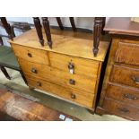 An early 19th century pine four drawer chest, width 110cm, depth 53cm, height 87cm