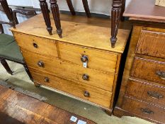 An early 19th century pine four drawer chest, width 110cm, depth 53cm, height 87cm