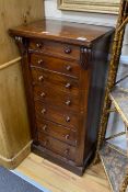 A Victorian mahogany seven drawer Wellington chest, width 50cm, depth 36cm, height 105cm