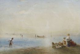 James Barrie, 19th century, watercolour, Lancaster Sands, signed and dated 1833, gallery label