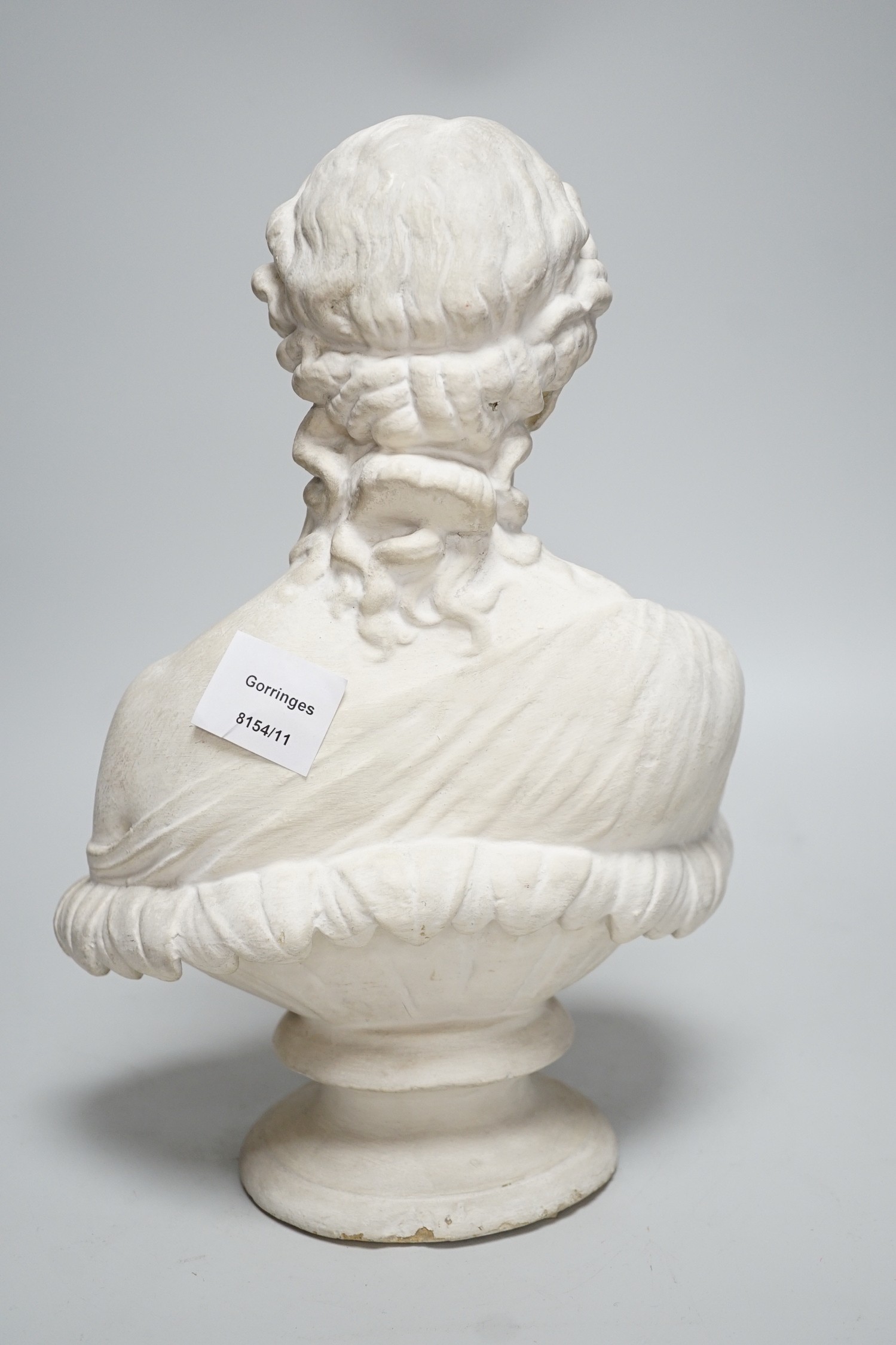 A small 19th century cast plaster bust, after the antique, 35cm - Image 3 of 6