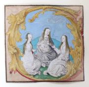 French School, 16th century, gouache on vellum, panel extract from a choir book, Abbott & Holder