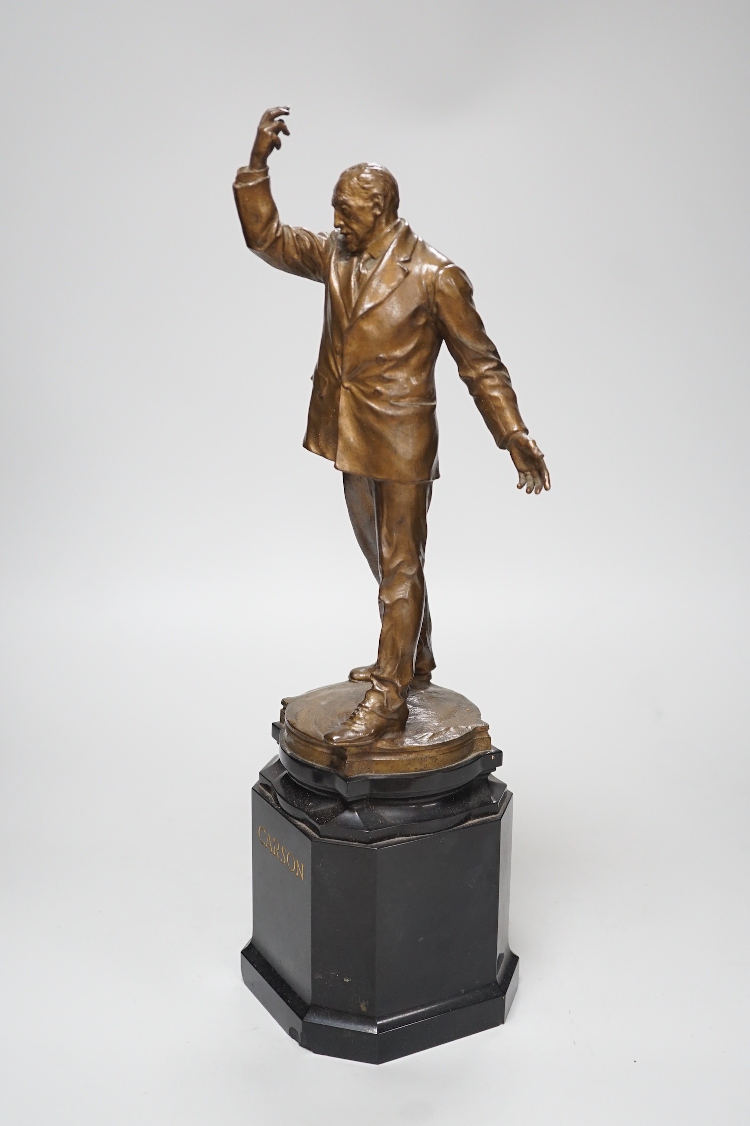 Leonard Stanford Merrifield (b.1880-1943): a bronze figure of Geoffrey Lewis Carson, on marble base, - Image 2 of 4