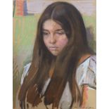 Continental School, pastel, Portrait of a young woman, signed, 43 x 34cm