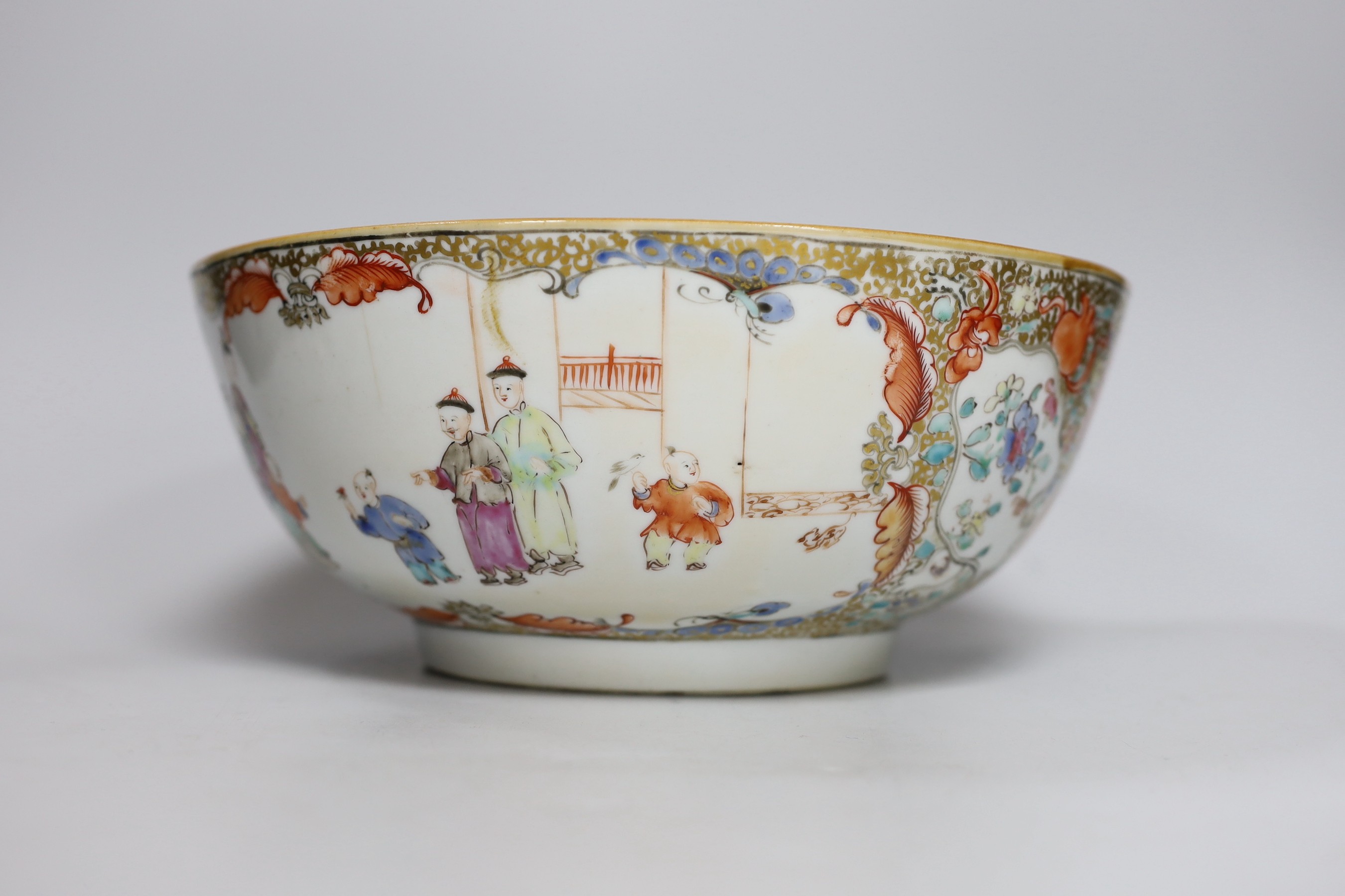 A Chinese famille rose ‘Mandarin’ bowl, Qianlong period, 26cm diameter - Image 2 of 6