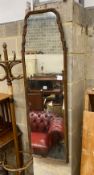 A George II style mahogany pier glass, width 38cm, height 130cm