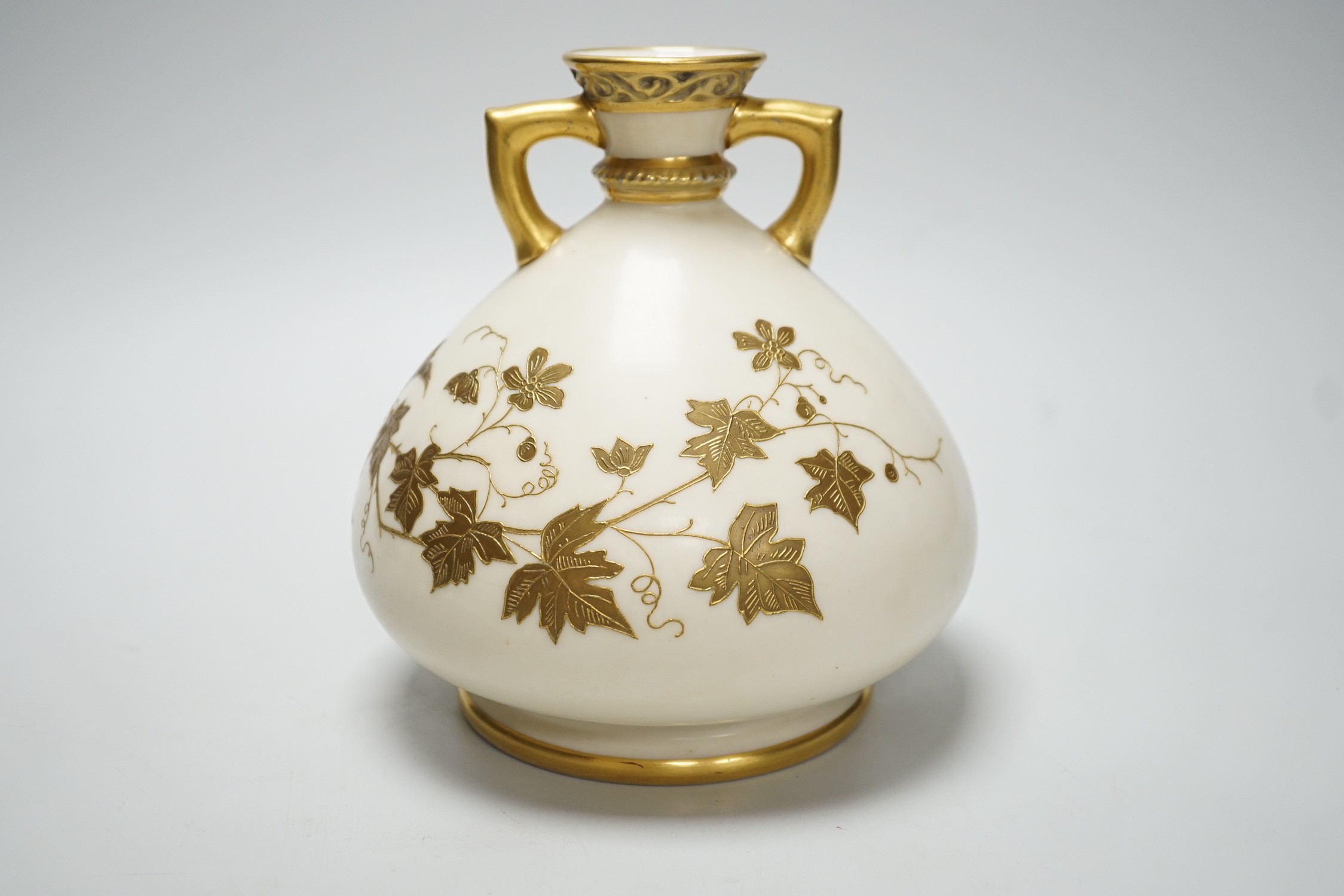 A Royal Worcester gilded vase of bulbous form, 17cm - Image 3 of 6