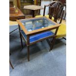 A Edwardian satinwood banded mahogany bijouterie table, width 56cm, depth 40cm, height 66cm