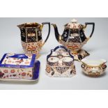 A quantity of Imari pattern ceramics including Ridgways