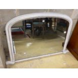 A Victorian later painted overmantel mirror, width 130cm, height 84cm