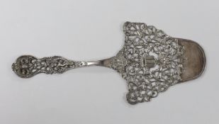 A 19th century Dutch? ornate pierced white metal server, 21.1cm.