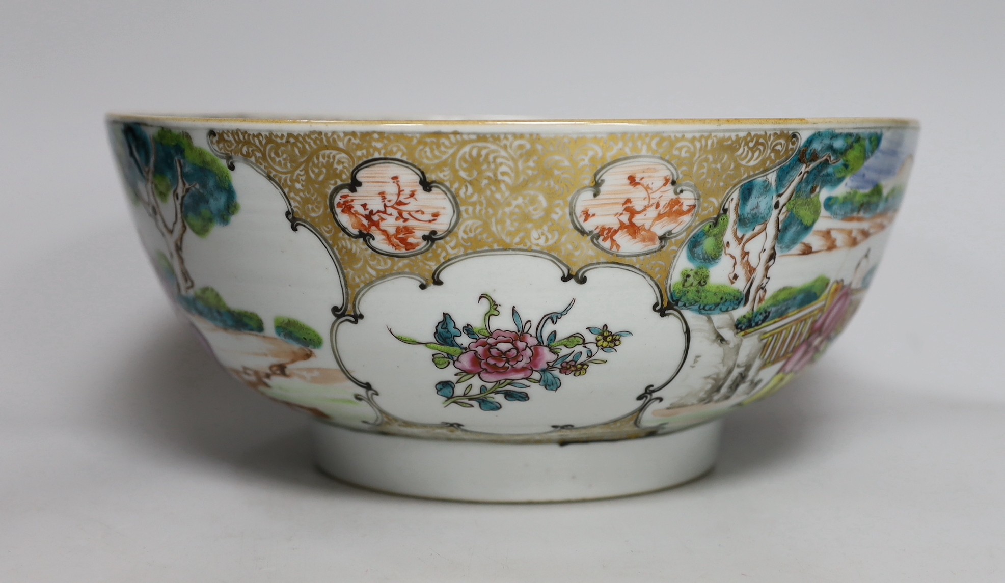 A Chinese famille rose ‘Mandarin’ bowl, Qianlong period, 27cm diameter - Image 2 of 6