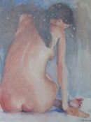 Kathleen Schildmeyer (Contemporary American), watercolour, Seated female nude, signed in pencil,