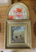 Doreen Allen, 20th century, two oils on board, ‘Spring in Greece’ and ‘Shirley Poppies’, both