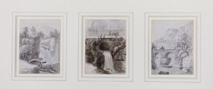 Paul Sandby R.A. (1721-1798), three pen, ink and pencil studies, River landscapes, all inscribed,