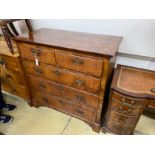A late 18th century box wood strung walnut two part chest of drawers, width 110cm, depth 56cm,