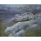 Gerald Coulson (1926-2021), oil on canvas, Air Speed Ambassador in flight, signed, 49 x 59cm