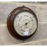 An early 20th century mahogany barometer marked George Blackie, 392 Strand, London, diameter 35cm